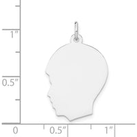14K White Gold Medium Boy Charm with Engravable Design - Polished Finish by Oro Pregiato