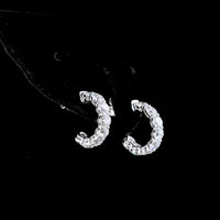 14K White Gold Medium C-Hoop Earrings with Prong Set Round Lab Diamonds - 2.86 Carat Total Diamond Weight - Covaloro Fine Jewelry