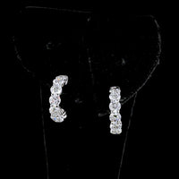 14K White Gold Medium C-Hoop Earrings with Prong Set Round Lab Diamonds - 2.86 Carat Total Diamond Weight - Covaloro Fine Jewelry