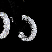 14K White Gold Medium C-Hoop Earrings with Prong Set Round Lab Diamonds - 2.86 Carat Total Diamond Weight - Covaloro Fine Jewelry