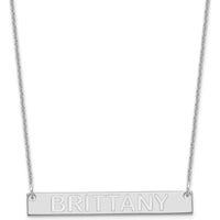 14K White Gold Medium Capitalized Arial Rounded Bar Necklace - Personalized and Engravable 18-Inch Cable Chain by Oro Pregiato