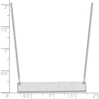 14K White Gold Medium Capitalized Arial Rounded Bar Necklace - Personalized and Engravable 18-Inch Cable Chain by Oro Pregiato