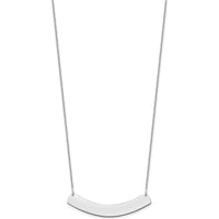 14K White Gold Medium Curved Bar Necklace with Rhodium Plating - Personalized Engravable Pendant by Oro Pregiato