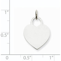 14K White Gold Medium Engravable Heart Pendant - Polished Finish with Rhodium Plating by Oro Pregiato