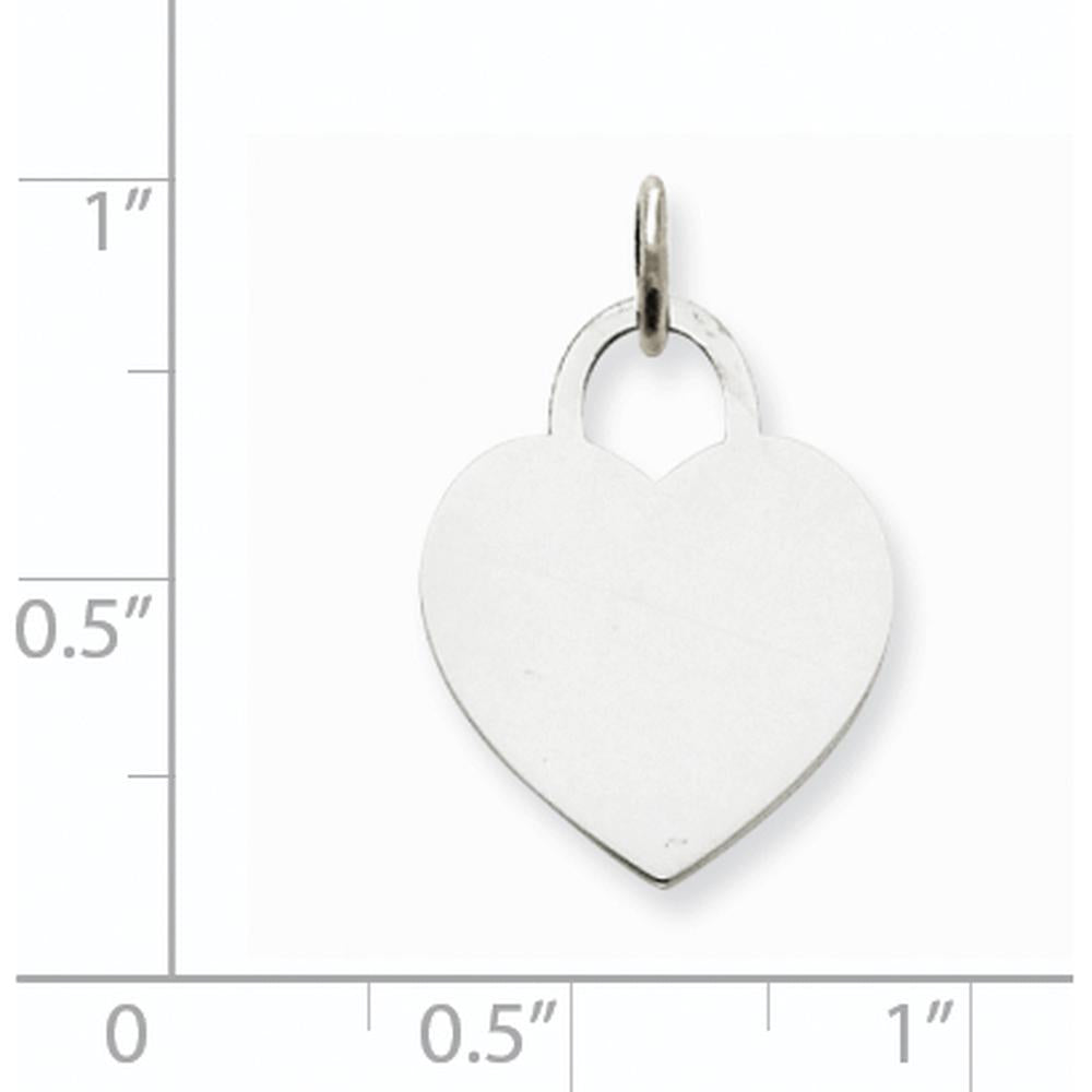 14K White Gold Medium Engravable Heart Pendant - Polished Finish with Rhodium Plating by Oro Pregiato