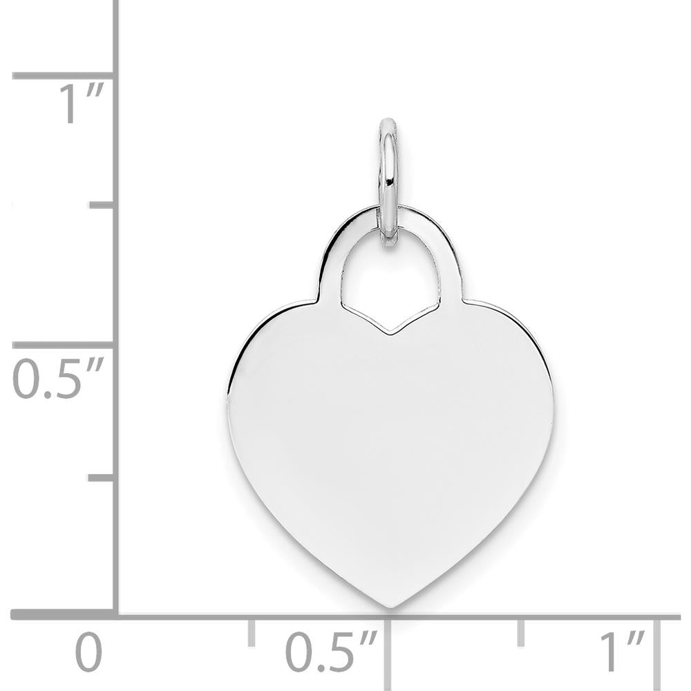 14K White Gold Medium Engravable Heart Pendant with Polished Finish by Oro Pregiato