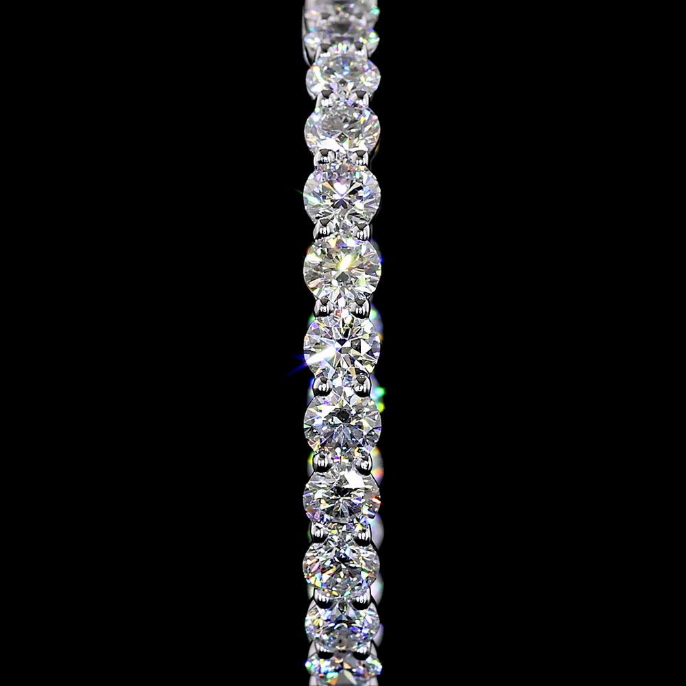 14K White Gold Medium Hoop Earrings with 48 Prong-Set Round Lab Diamonds - 4.27 Total Carat Weight, E-F Color VS1 Clarity - Covaloro Fine Jewelry