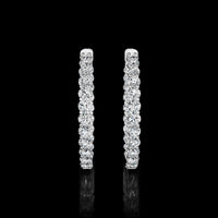 14K White Gold Medium Hoop Earrings with 48 Prong-Set Round Lab Diamonds - 4.34 Carat Total Diamond Weight - Covaloro Fine Jewelry