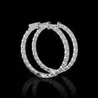 14K White Gold Medium Hoop Earrings with 48 Prong-Set Round Lab Diamonds - 4.34 Carat Total Diamond Weight - Covaloro Fine Jewelry