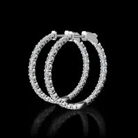14K White Gold Medium Hoop Earrings with 48 Prong-Set Round Lab Diamonds - 4.34 Carat Total Diamond Weight - Covaloro Fine Jewelry