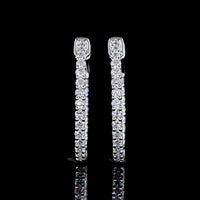14K White Gold Medium Hoop Earrings with 50 Round Brilliant Cut Lab Diamonds - 0.93 Carat Total Diamond Weight - Covaloro Fine Jewelry