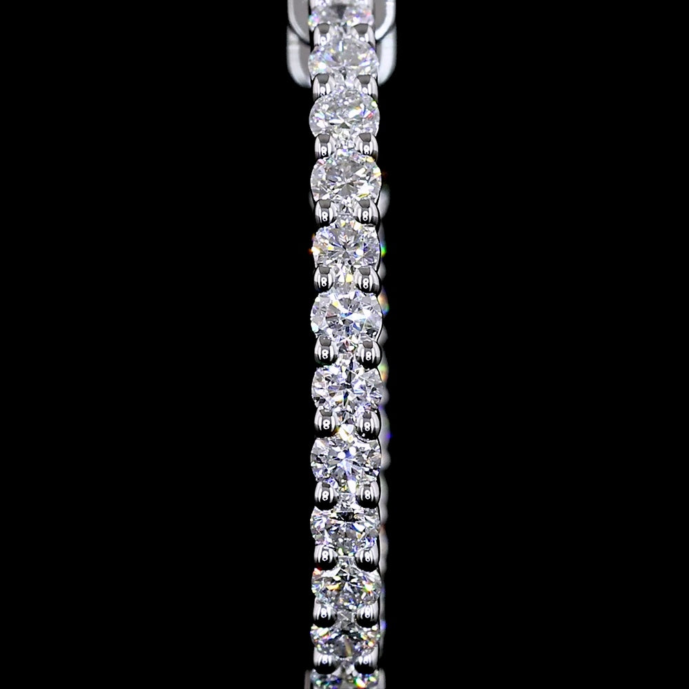 14K White Gold Medium Hoop Earrings with 50 Round Brilliant Cut Lab Diamonds - 0.93 Carat Total Diamond Weight - Covaloro Fine Jewelry