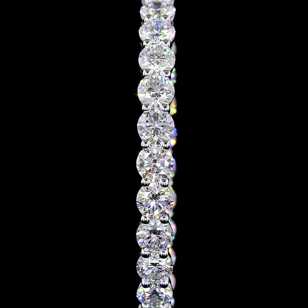 14K White Gold Medium Hoop Earrings with 52 Round Brilliant Cut Lab Diamonds - 10.63 Carat Total Weight, E-F Color VS1 Clarity - Covaloro Fine Jewelry