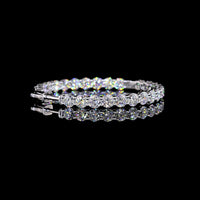 14K White Gold Medium Hoop Earrings with 52 Round Brilliant Cut Lab Diamonds - 10.63 Carat Total Weight, E-F Color VS1 Clarity - Covaloro Fine Jewelry