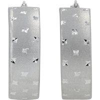 14K White Gold Medium Hoop Earrings with Diamond - Cut Texture - 4.15g Total Weight