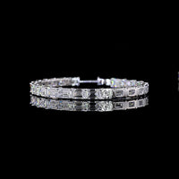 14K White Gold Medium Hoop Earrings with East-West Emerald Cut Lab Diamonds - 11.08 Carat Total Weight - Covaloro Fine Jewelry