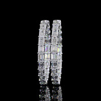 14K White Gold Medium Hoop Earrings with East-West Prong Set Emerald Cut Lab Diamonds - 13.58 Carats Total Diamond Weight - Covaloro Fine Jewelry