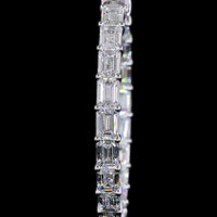 14K White Gold Medium Hoop Earrings with East-West Prong Set Emerald Cut Lab Diamonds - 13.58 Carats Total Diamond Weight - Covaloro Fine Jewelry