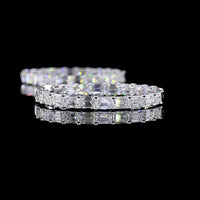 14K White Gold Medium Hoop Earrings with East-West Prong Set Emerald Cut Lab Diamonds - 13.58 Carats Total Diamond Weight - Covaloro Fine Jewelry