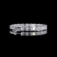 14K White Gold Medium Hoop Earrings with East-West Prong Set Emerald Cut Lab Diamonds - 13.58 Carats Total Diamond Weight - Covaloro Fine Jewelry