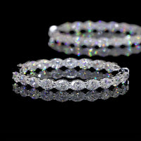 14K White Gold Medium Hoop Earrings with East-West Prong Set Oval Cut Lab Diamonds - 7.62 Carats Total Diamond Weight - Covaloro Fine Jewelry