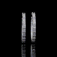 14K White Gold Medium Hoop Earrings with East-West Prong Set Radiant Cut Lab Diamonds - 7.26 Carats Total Diamond Weight - Covaloro Fine Jewelry