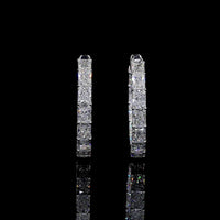14K White Gold Medium Hoop Earrings with East-West Prong Set Radiant Cut Lab Diamonds - 7.75 Carats Total Diamond Weight - Covaloro Fine Jewelry