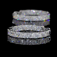 14K White Gold Medium Hoop Earrings with East-West Prong Set Radiant Cut Lab Diamonds - 7.75 Carats Total Diamond Weight - Covaloro Fine Jewelry