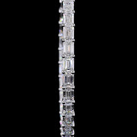 14K White Gold Medium Hoop Earrings with East-West Set Emerald Cut Lab Diamonds - 10.05 Carats Total Diamond Weight, E-F VS2 Clarity - Covaloro Fine Jewelry