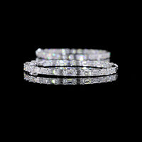 14K White Gold Medium Hoop Earrings with East-West Set Emerald Cut Lab Diamonds - 10.05 Carats Total Diamond Weight, E-F VS2 Clarity - Covaloro Fine Jewelry