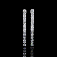 14K White Gold Medium Hoop Earrings with East-West Set Emerald Cut Lab Diamonds - 5.32 Carat Total Weight (E-F Color, VS Clarity) - Covaloro Fine Jewelry