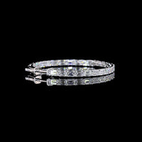 14K White Gold Medium Hoop Earrings with East-West Set Emerald Cut Lab Diamonds - 5.32 Carat Total Weight (E-F Color, VS Clarity) - Covaloro Fine Jewelry