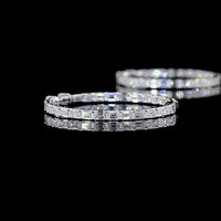 14K White Gold Medium Hoop Earrings with East-West Set Emerald Cut Lab Diamonds - 5.32 Carat Total Weight (E-F Color, VS Clarity) - Covaloro Fine Jewelry