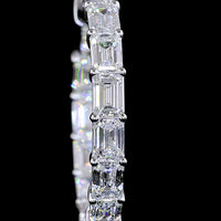 14K White Gold Medium Hoop Earrings with East-West Set Emerald Cut Lab Diamonds - 5.65 Carats Total Diamond Weight - Covaloro Fine Jewelry