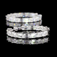 14K White Gold Medium Hoop Earrings with East-West Set Emerald Cut Lab Diamonds - 6.23 Total Carat Weight, E-F Color VVS2 Clarity - Covaloro Fine Jewelry