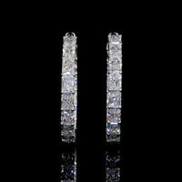 14K White Gold Medium Hoop Earrings with East-West Set Radiant Cut Lab Diamonds - 10.19 Carat Total Diamond Weight - Covaloro Fine Jewelry