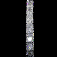 14K White Gold Medium Hoop Earrings with East-West Set Radiant Cut Lab Diamonds - 10.19 Carat Total Diamond Weight - Covaloro Fine Jewelry