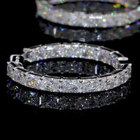 14K White Gold Medium Hoop Earrings with East-West Set Radiant Cut Lab Diamonds - 10.19 Carat Total Diamond Weight - Covaloro Fine Jewelry