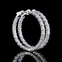 14K White Gold Medium Hoop Earrings with East-West Set Radiant Cut Lab Diamonds - 5.10 Carats Total Diamond Weight - Covaloro Fine Jewelry