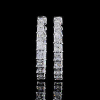 14K White Gold Medium Hoop Earrings with East-West Set Radiant Cut Lab Grown Diamonds - 7.07 Carat Total Weight, E-F Color, VS Clarity - Covaloro Fine Jewelry