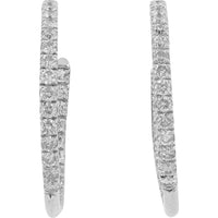 14K White Gold Medium Hoop Earrings with Inside-Out Round Diamonds - 1.29 Carats Total Diamond Weight