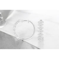 14K White Gold Medium Hoop Earrings with Marquise-Shaped Diamond Clusters - 0.58 Carat Total Diamond Weight - Royal Jewelry