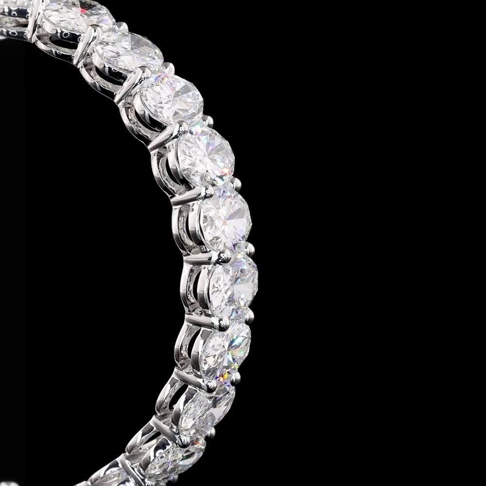 14K White Gold Medium Hoop Earrings with North-South Prong Set Oval Lab Diamonds - 8.96 Carat Total Weight - Covaloro Fine Jewelry