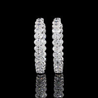 14K White Gold Medium Hoop Earrings with North-South Prong Set Oval Lab Diamonds - 8.96 Carat Total Weight - Covaloro Fine Jewelry