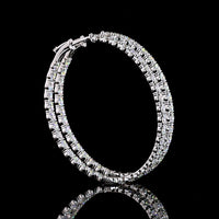 14K White Gold Medium Hoop Earrings with Prong-Set Brilliant Round Lab Diamonds - 6.79 Carat Total Diamond Weight - Covaloro Fine Jewelry