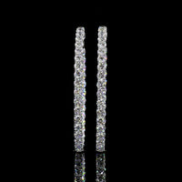 14K White Gold Medium Hoop Earrings with Prong-Set Brilliant Round Lab Diamonds - 6.79 Carat Total Diamond Weight - Covaloro Fine Jewelry