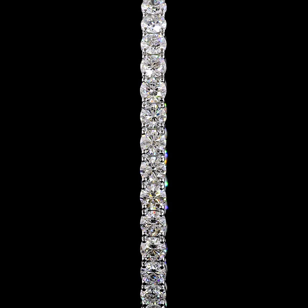 14K White Gold Medium Hoop Earrings with Prong-Set Brilliant Round Lab Diamonds - 6.79 Carat Total Diamond Weight - Covaloro Fine Jewelry
