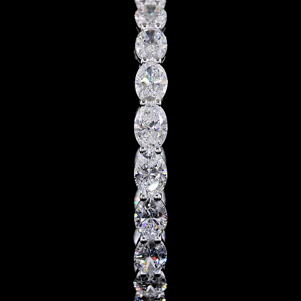 14K White Gold Medium Hoop Earrings with Prong-Set Oval Cut Lab Diamonds - 11.49 Carat Total Diamond Weight - Covaloro Fine Jewelry