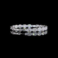 14K White Gold Medium Hoop Earrings with Prong-Set Oval Cut Lab Diamonds - 11.49 Carat Total Diamond Weight - Covaloro Fine Jewelry