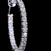 14K White Gold Medium Hoop Earrings with Prong Set Round Lab Diamonds - 1.87 Carats Total Diamond Weight - Covaloro Fine Jewelry